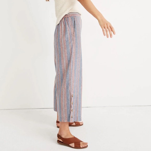 Madewell Women's Side-Button Huston Pull-On Crop Pants in Rainbow Stripe ST - Picture 4 of 14